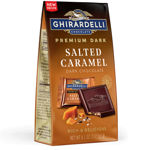 Premium Dark Salted Caramel Dark Chocolate SQUARES 4.1 oz Bag (Case of 6) 3 Premium Dark Salted Caramel Dark Chocolate SQUARES 4.1 oz Bag (Case of 6)